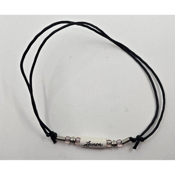 Vintage Name Necklace Lauren Emblazoned on white stone - Picture 2 of 2